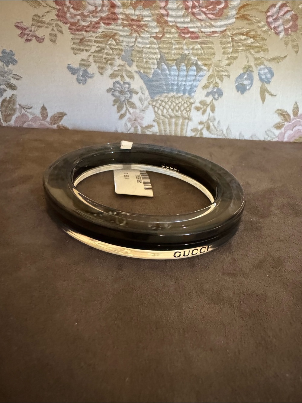 Authentic Vintage Gucci Black  & Clear Lucite Bangle Bracelet New With Tags